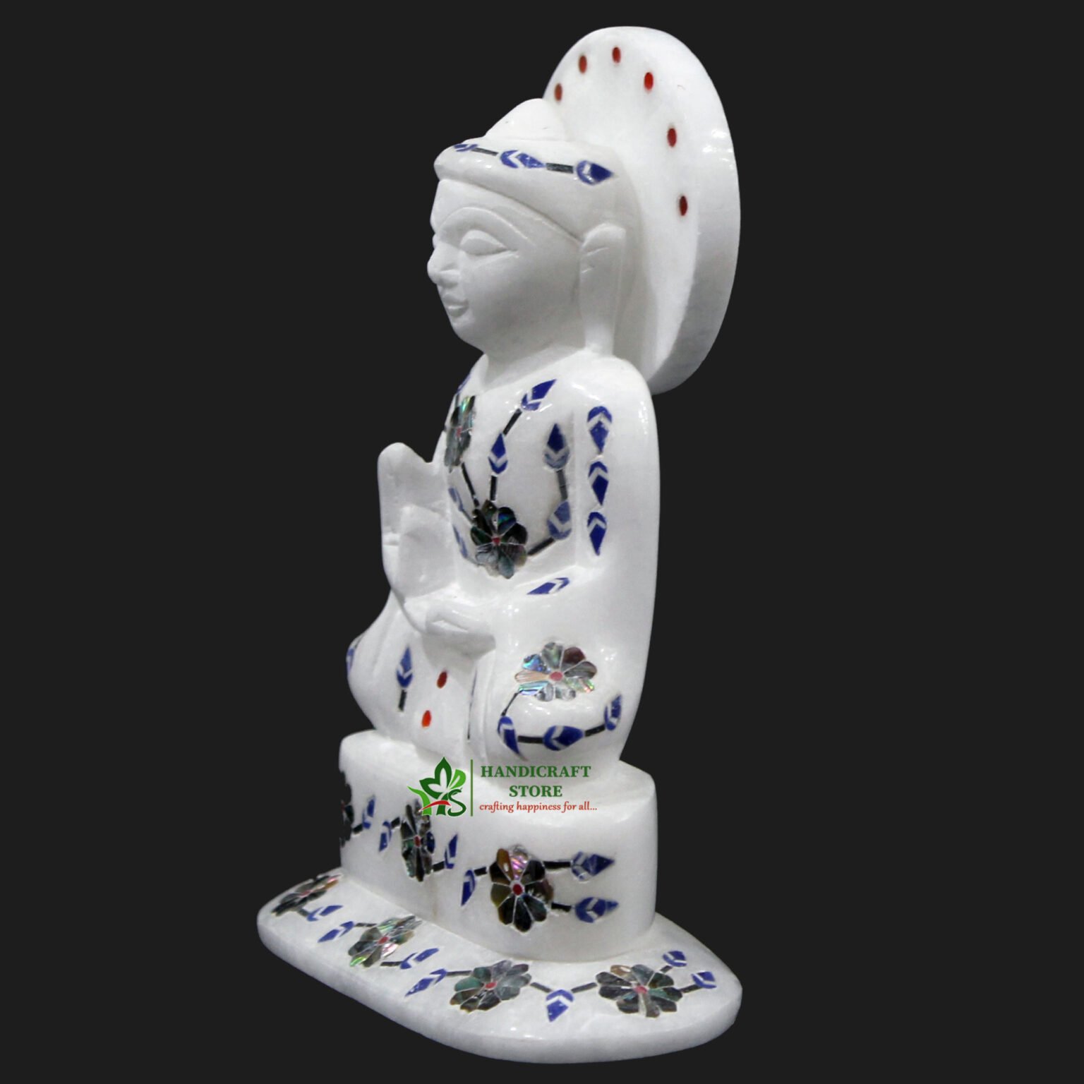 ALABASTER MARBLE INLAY BUDDHA IDOL - Handicraft Store