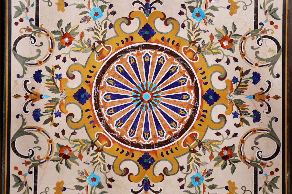 Italian Stone Inlay ITALIAN MARBLE INLAY TABLE TOP - Handicraft Store